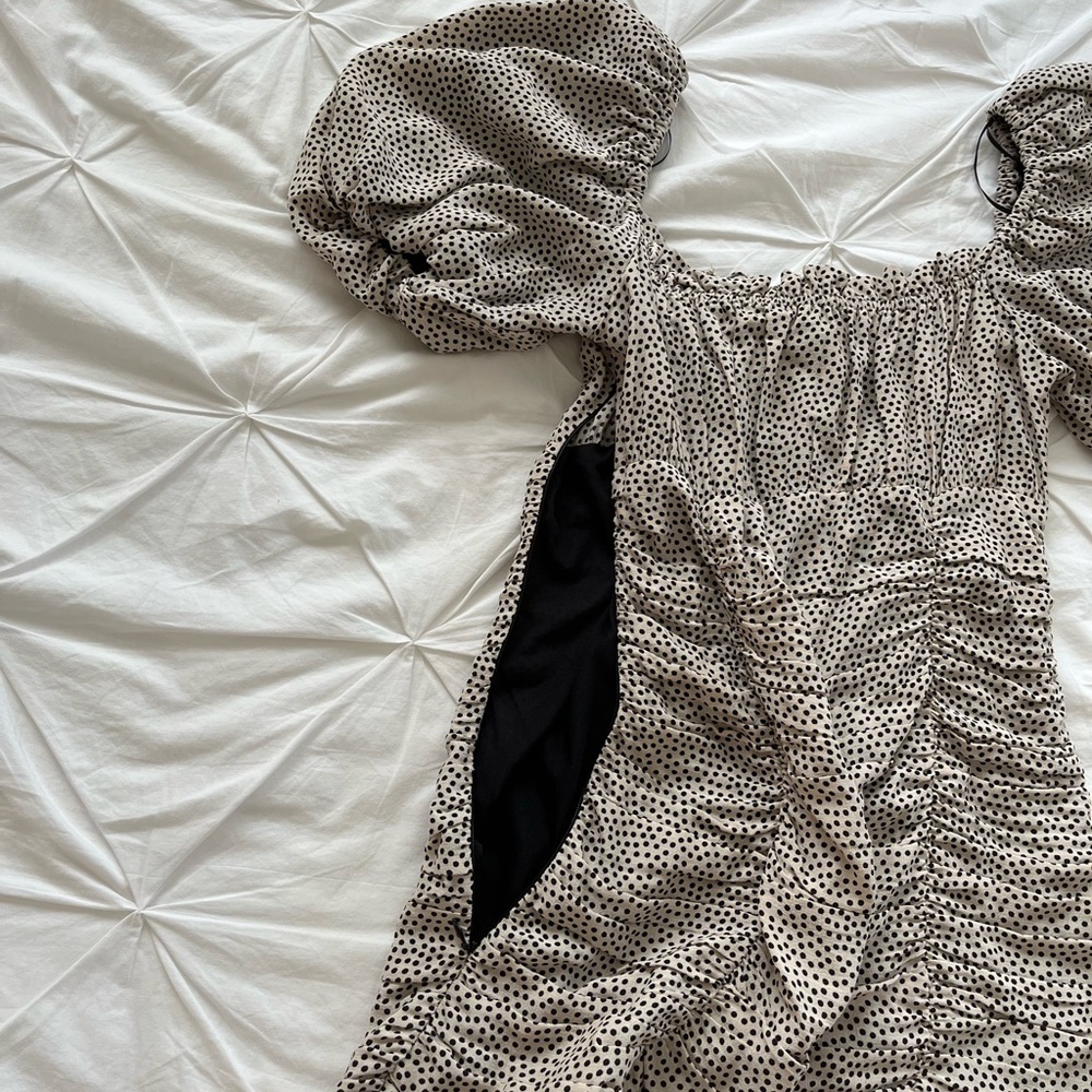 Zara Polka Dot Mini Dress with Puff Sleeves - Picture 6 of 10